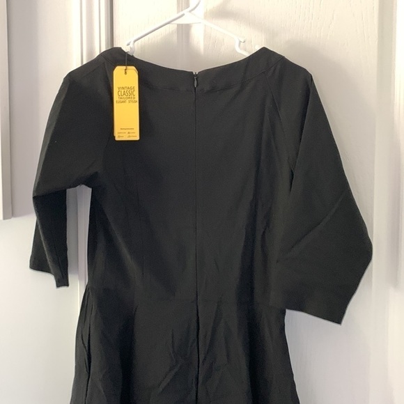 Gown Town fit and flare dress black‎ retro vintage style 1950 NWT bows tailored - Picture 13 of 15